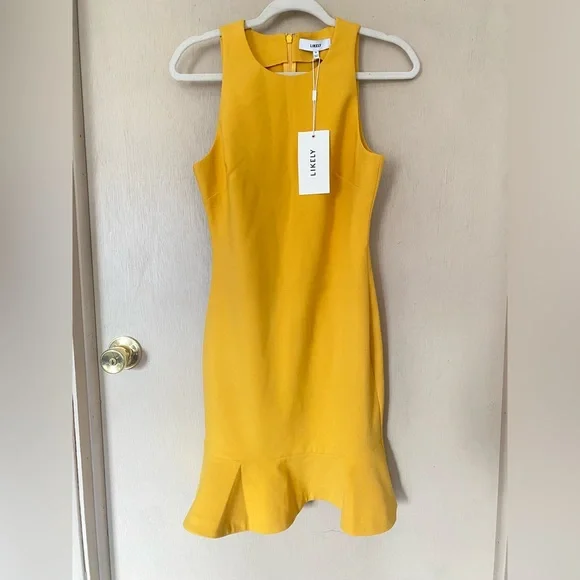 slim fit dress slacks Chic Butter Yellow Woven Fitted Dress for Women